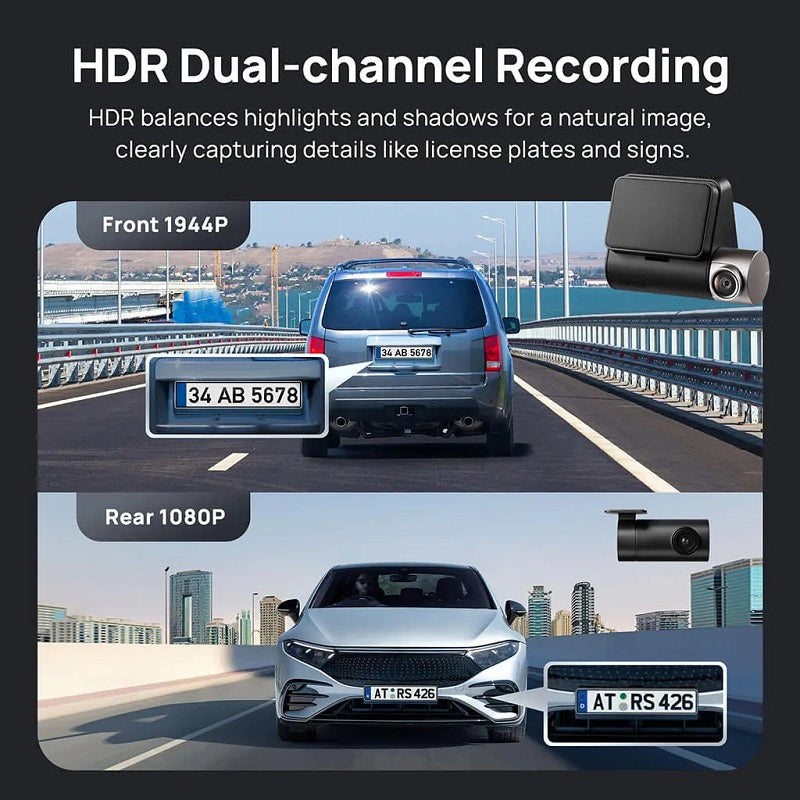 Dash Cam 3K HD with 2-Inch Screen, Supports 24-hour Monitoring