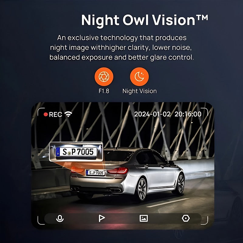 Dash Cam 3K HD with 2-Inch Screen, Supports 24-hour Monitoring