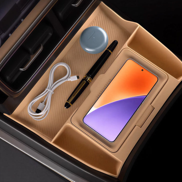 Compartimento de almacenamiento de doble capa para la consola central inferior del Denza B8