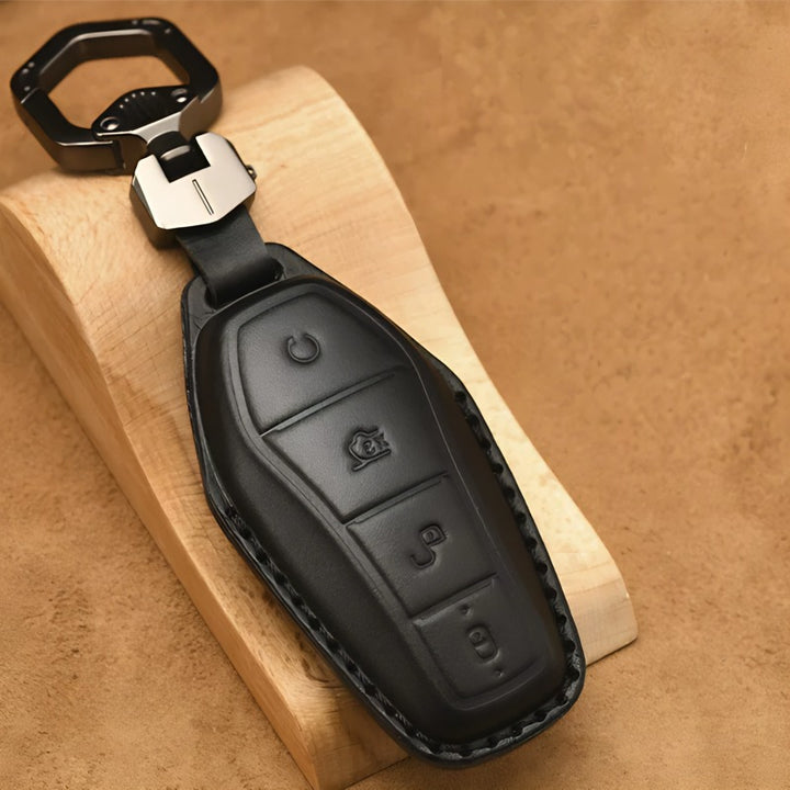 Luxury Leather Car Key Case Cover Fob Shell for BYD