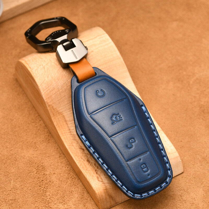 Luxury Leather Car Key Case Cover Fob Shell for BYD.