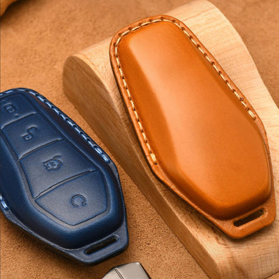 Luxury Leather Car Key Case Cover Fob Shell for BYD