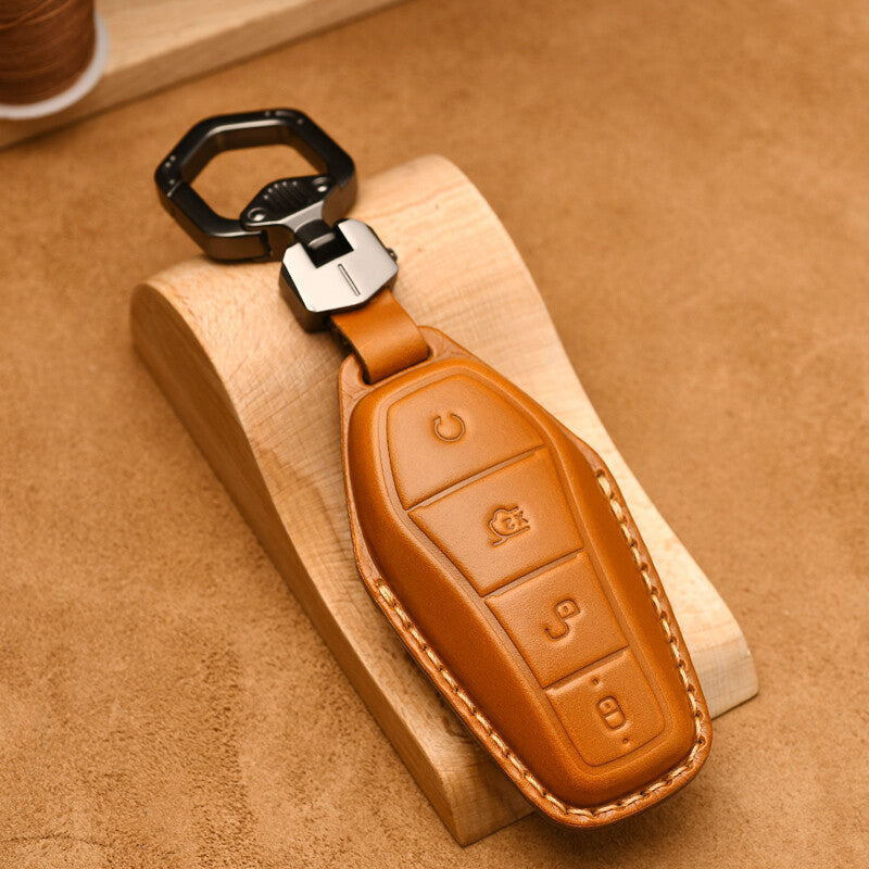 Luxury Leather Car Key Case Cover Fob Shell for BYD.