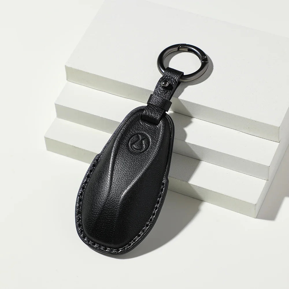 Leather & TPU Key Cover Case With Fob Holder For Mercedes-Benz – 3-Button, Anti-Scratch Full Protection