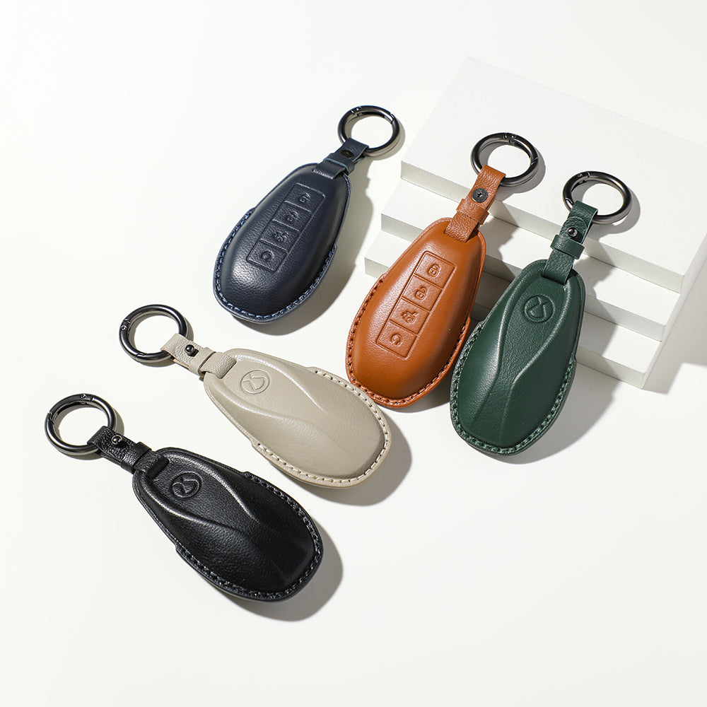 Luxury Leather Car Key Case Cover Fob Shell for Denza D9