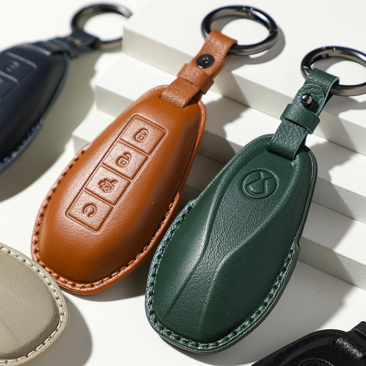 Luxury Leather Car Key Case Cover Fob Shell for Denza D9